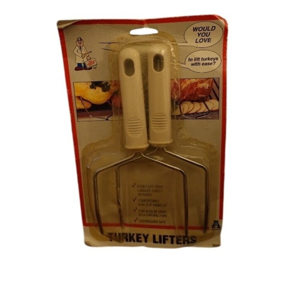 Acme Turkey‎ Lifters Roast Carving Fork Comfortable Non-Slip Handles New